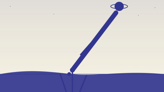 Illustration : télescope sur trépied pointé vers un ciel de crépuscule, avec une planète brillante et ses anneaux