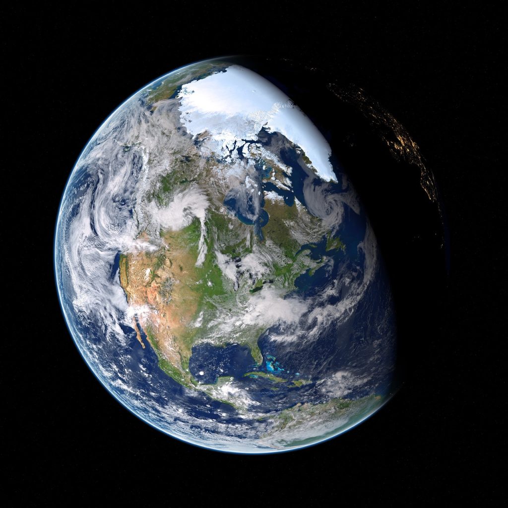 La Terre vue depuis l'espace avec ses océans bleus